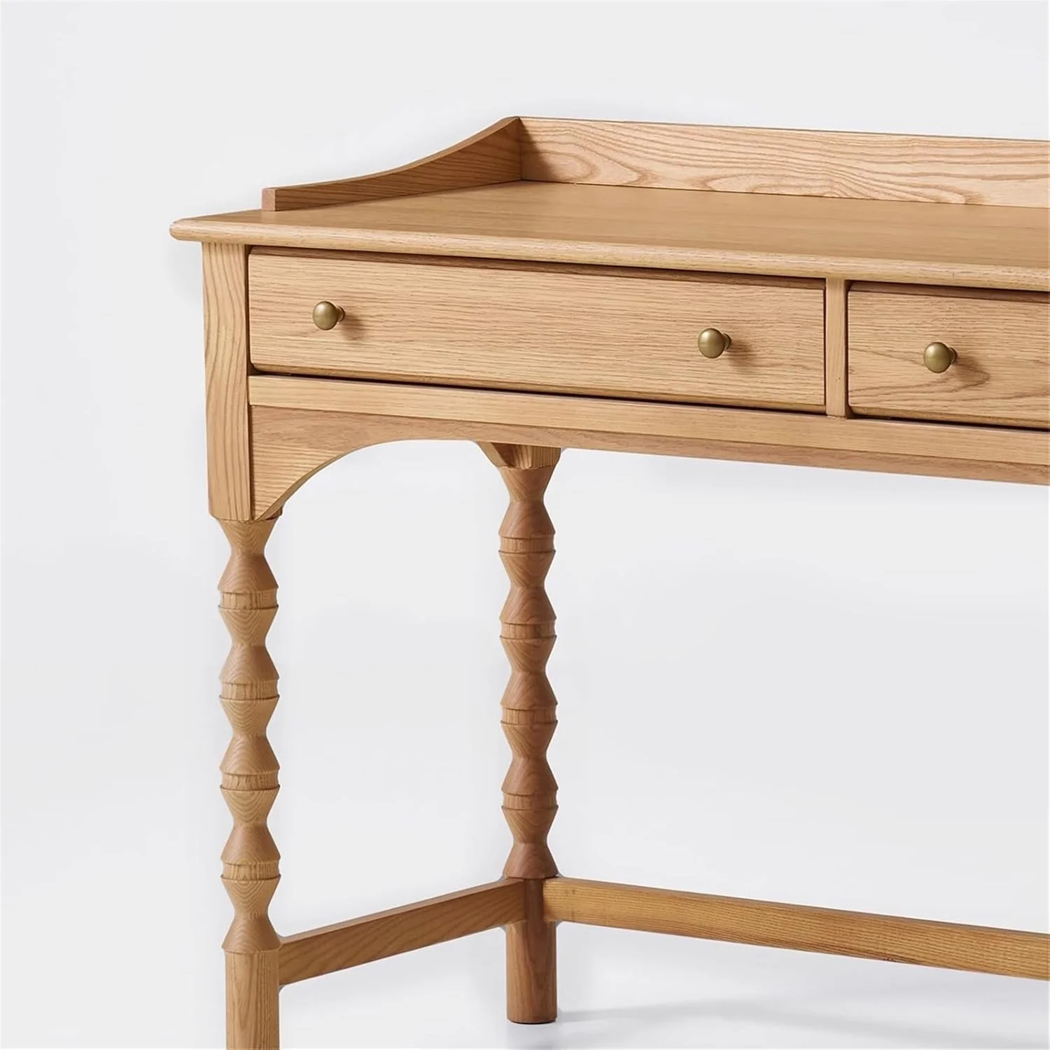 میز کامپیوتر، میز تحریر چوبی جامد با دو کشو، سایز 51 اینچ، ایستگاه کاری اداری خانگی با پایه های هنری برای اتاق خواب و دفتر کار خانگی