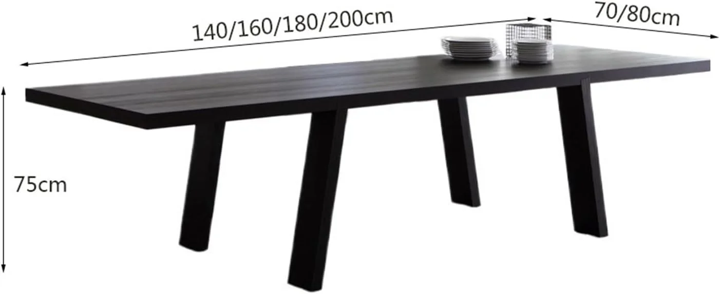 میز کامپیوتر چوبی با طراحی ساده، میز ناهارخوری خانگی مشکی، میز جلسات اداری مستطیلی مدرن (S)