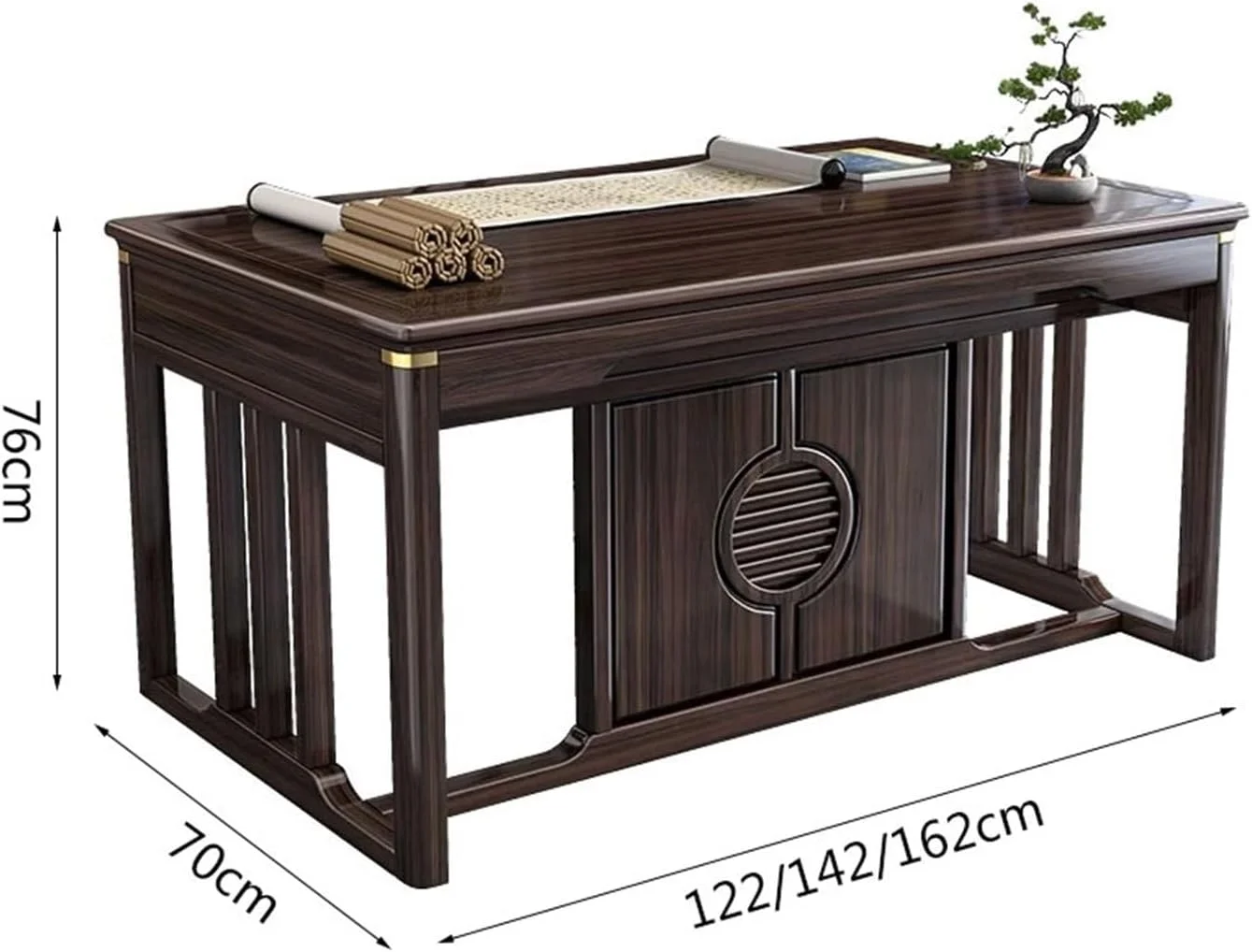 میز کامپیوتر، میز تحریر چوبی با سه کشو، میز تحریر چوب آبنوس با طراحی زیبای چینی، مبلمان اتاق مطالعه (M) میز کامپیوتر، میز تحریر چوبی با سه کشو، میز تحریر چوب آبنوس با طراحی زیبای چینی، مبلمان اتاق مطالعه (M)