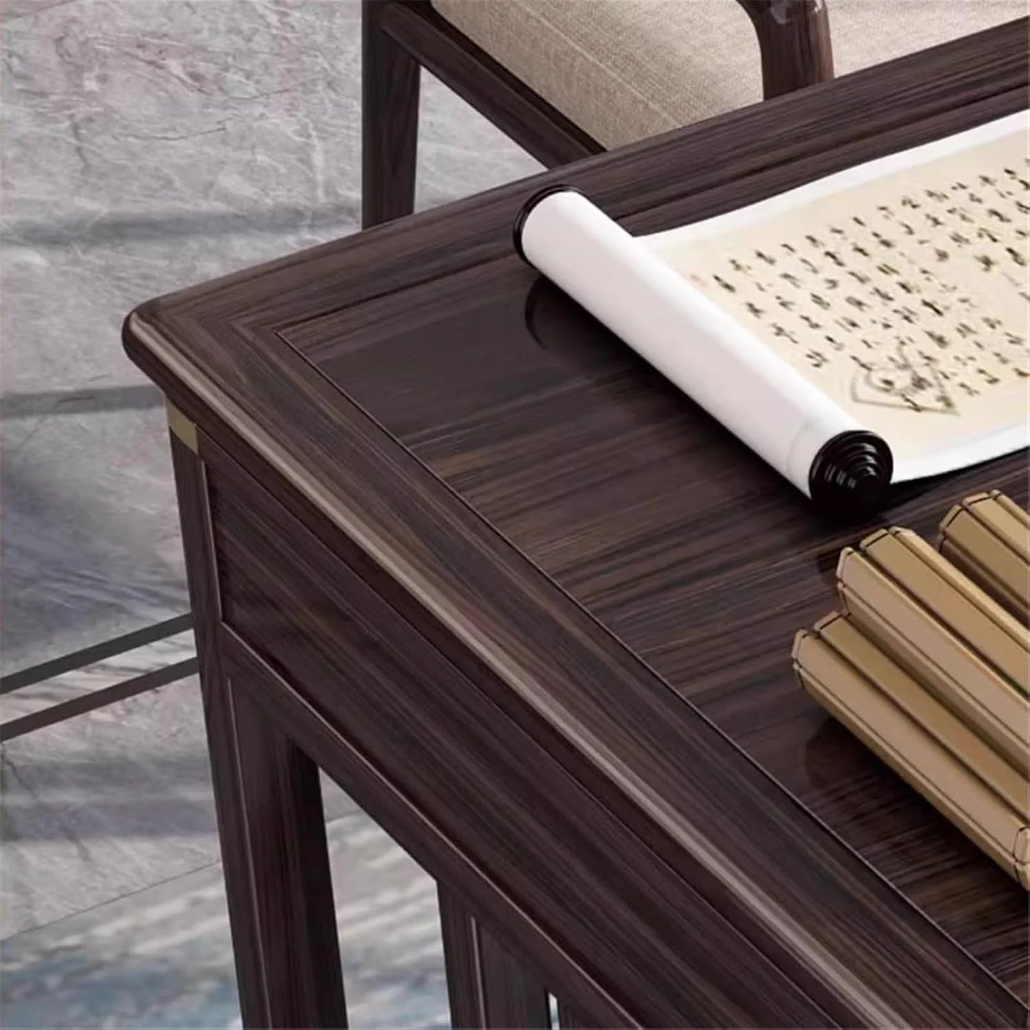 میز کامپیوتر، میز تحریر چوبی با سه کشو، میز تحریر چوب آبنوس با طراحی زیبای چینی، مبلمان اتاق مطالعه (M) میز کامپیوتر، میز تحریر چوبی با سه کشو، میز تحریر چوب آبنوس با طراحی زیبای چینی، مبلمان اتاق مطالعه (M)