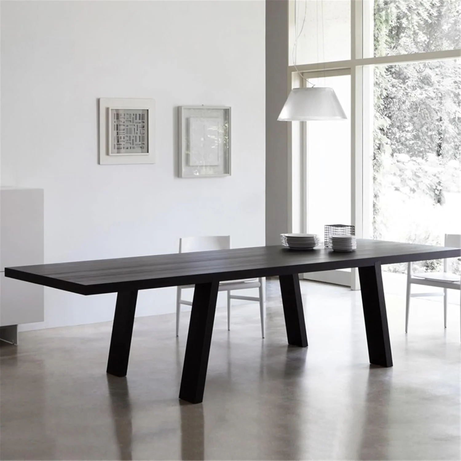 میز کامپیوتر چوبی با طراحی ساده، میز ناهارخوری خانگی مشکی، میز جلسات اداری مستطیلی مدرن (S)