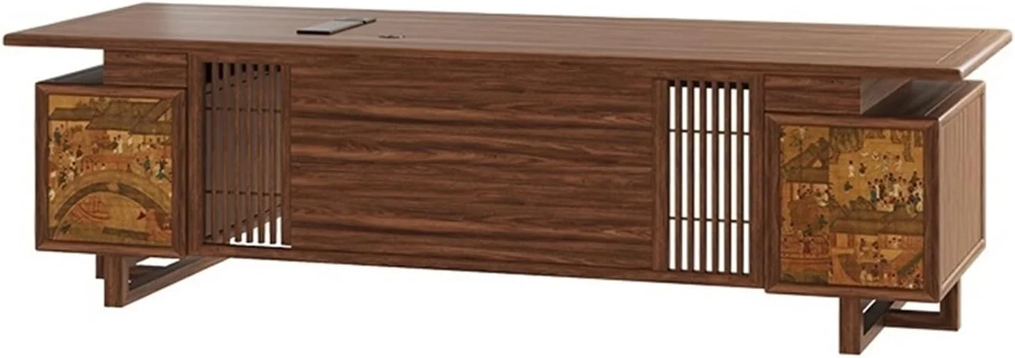 میز کامپیوتر، میز مدیریتی با طراحی چینی به همراه کشوها و کمد ذخیره سازی، میز خانگی بزرگ 78 اینچی با درگاه های شارژ