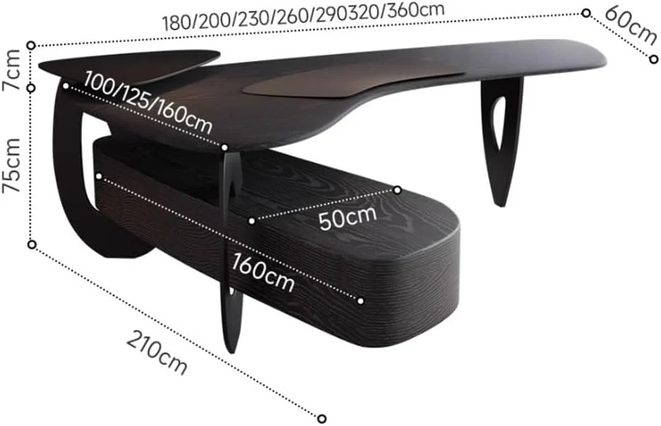 میز کامپیوتر، میز اداری مدرن و لوکس با زاویه و دارای کابینت جانبی، میز تحریر بزرگ و ایستگاه کاری کامپیوتر با فضای ذخیره سازی، رنگ مشکی (S)