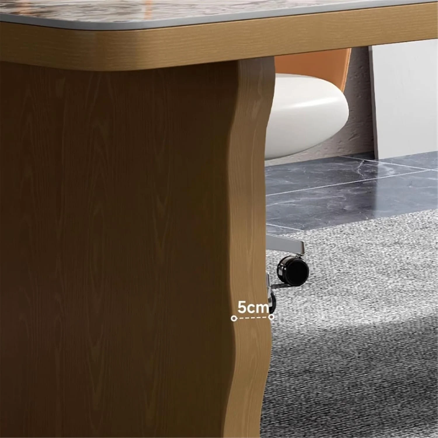 میز کامپیوتر، میز مدیریتی مدرن با طراحی زیبا، میز تحریر خانگی با رویه سنگی و پایه های چوبی محکم (S)