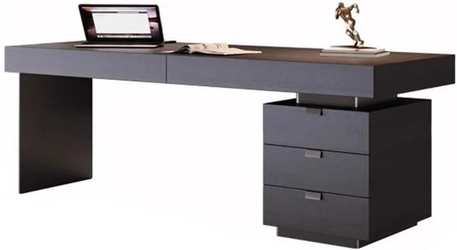 میز کامپیوتر، میز کار مدرن با فضای ذخیره سازی و میز تحریر چوبی دودی با پورت های شارژ (S)