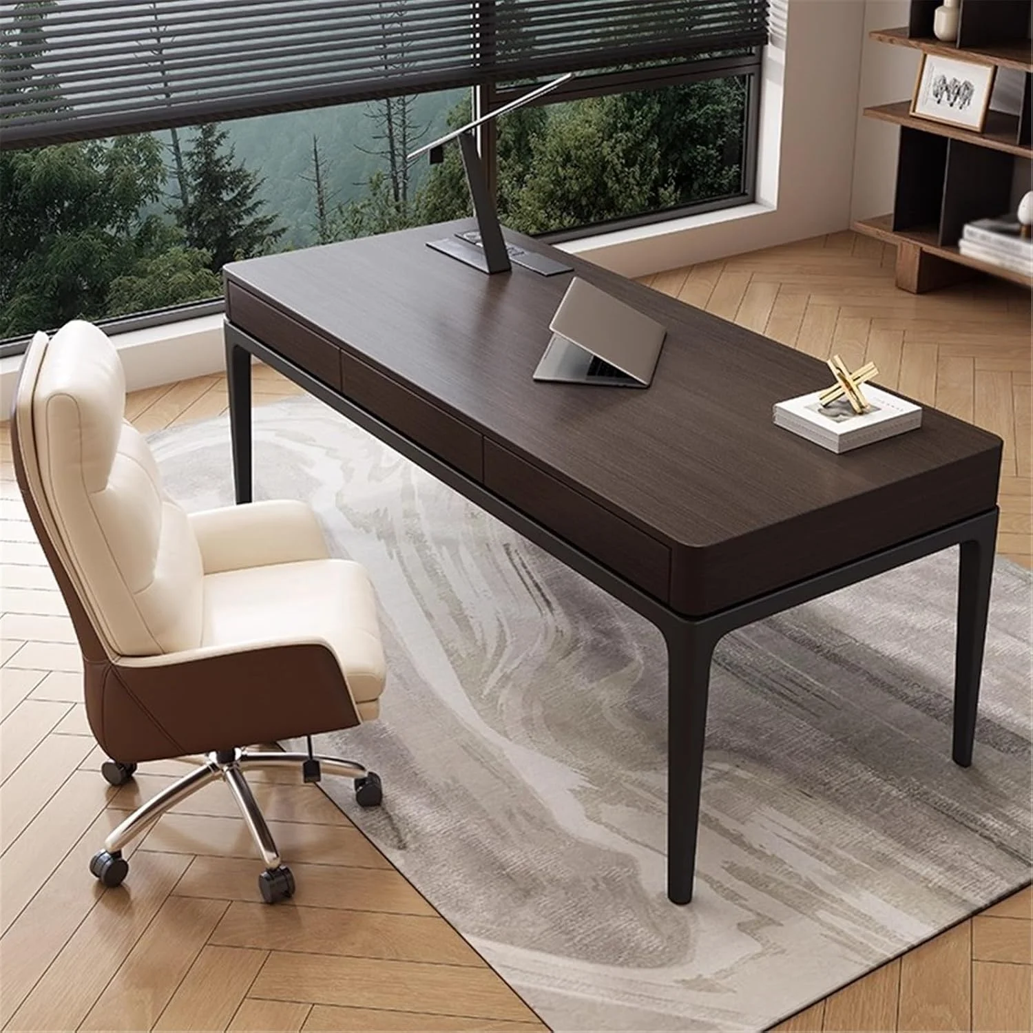 میز کامپیوتر، میز کار مدرن با کشوهای مخفی و ایستگاه شارژ، مبلمان اداری از چوب جامد، قاب فولاد کربنی (M) میز کامپیوتر، میز کار مدرن با کشوهای مخفی و ایستگاه شارژ، مبلمان اداری از چوب جامد، قاب فولاد کربنی (M)