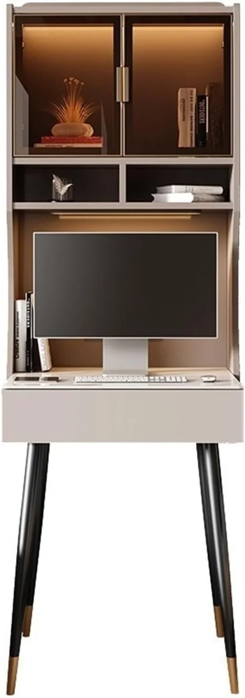 میز کامپیوتر، میز مطالعه مدرن با قفسه و کشو، میز لپ تاپ 24.8 اینچی با قفسه های ذخیره سازی و ایستگاه شارژ میز کامپیوتر، میز مطالعه مدرن با قفسه و کشو، میز لپ تاپ 24.8 اینچی با قفسه های ذخیره سازی و ایستگاه شارژ