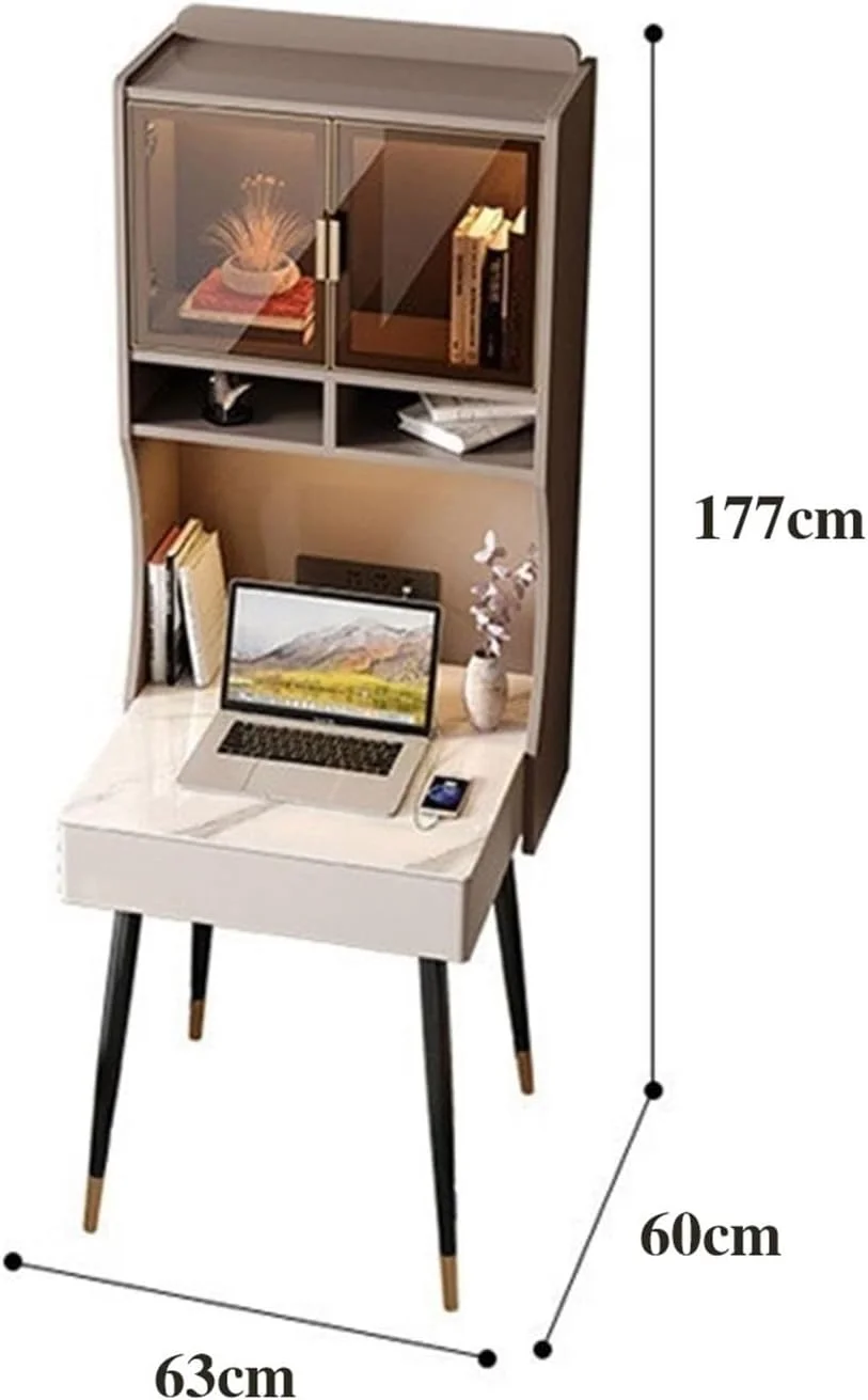 میز کامپیوتر، میز مطالعه مدرن با قفسه و کشو، میز لپ تاپ 24.8 اینچی با قفسه های ذخیره سازی و ایستگاه شارژ میز کامپیوتر، میز مطالعه مدرن با قفسه و کشو، میز لپ تاپ 24.8 اینچی با قفسه های ذخیره سازی و ایستگاه شارژ