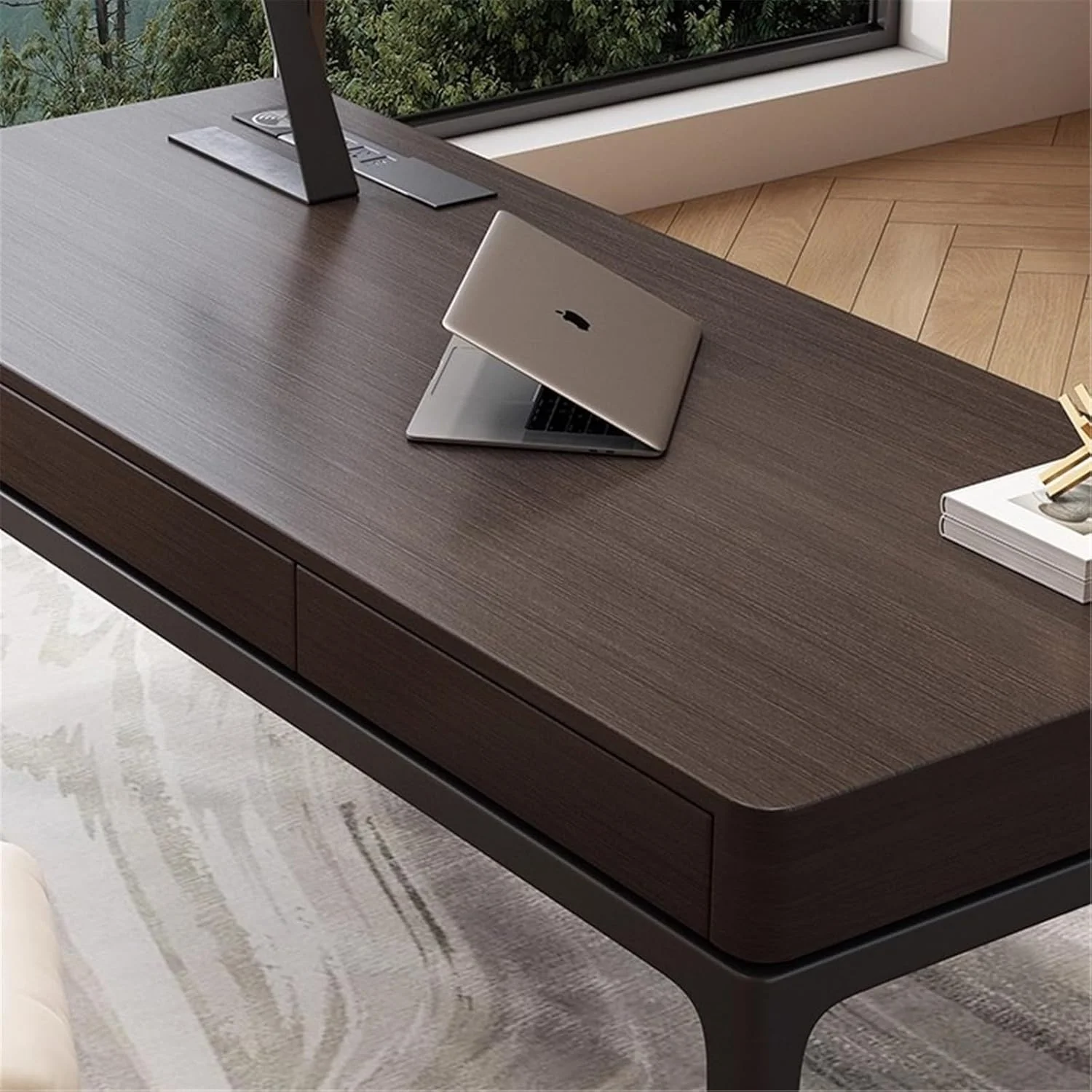 میز کامپیوتر، میز کار مدرن با کشوهای مخفی و ایستگاه شارژ، مبلمان اداری از چوب جامد، قاب فولاد کربنی (M) میز کامپیوتر، میز کار مدرن با کشوهای مخفی و ایستگاه شارژ، مبلمان اداری از چوب جامد، قاب فولاد کربنی (M)