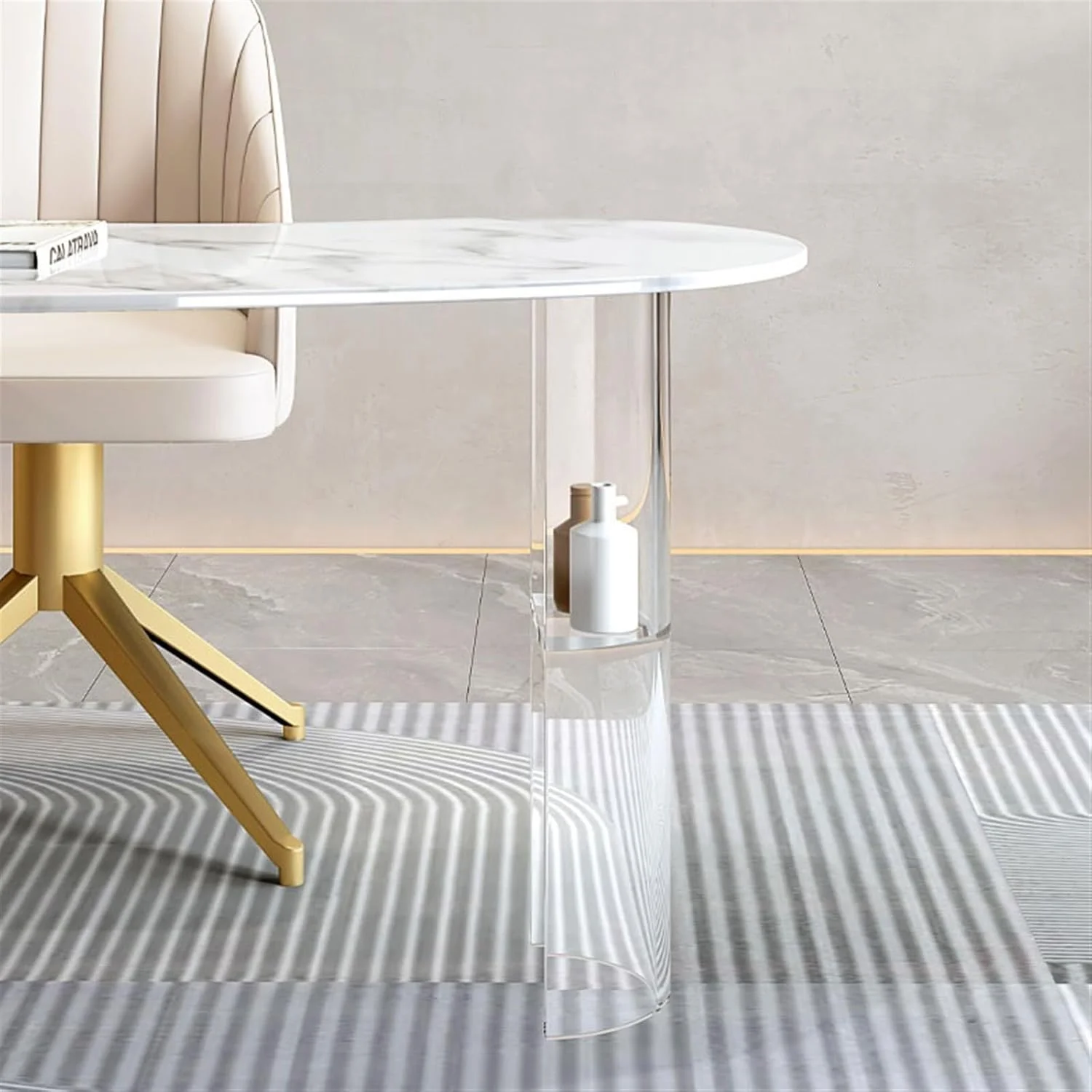 میز کامپیوتر، میز کار لوکس و سبک وزن اکریلیک با صفحه سنگی و میز معلق برای سالن های زیبایی (160 * 70 * 75 سانتی متر) میز کامپیوتر، میز کار لوکس و سبک وزن اکریلیک با صفحه سنگی و میز معلق برای سالن های زیبایی (160 * 70 * 75 سانتی متر)