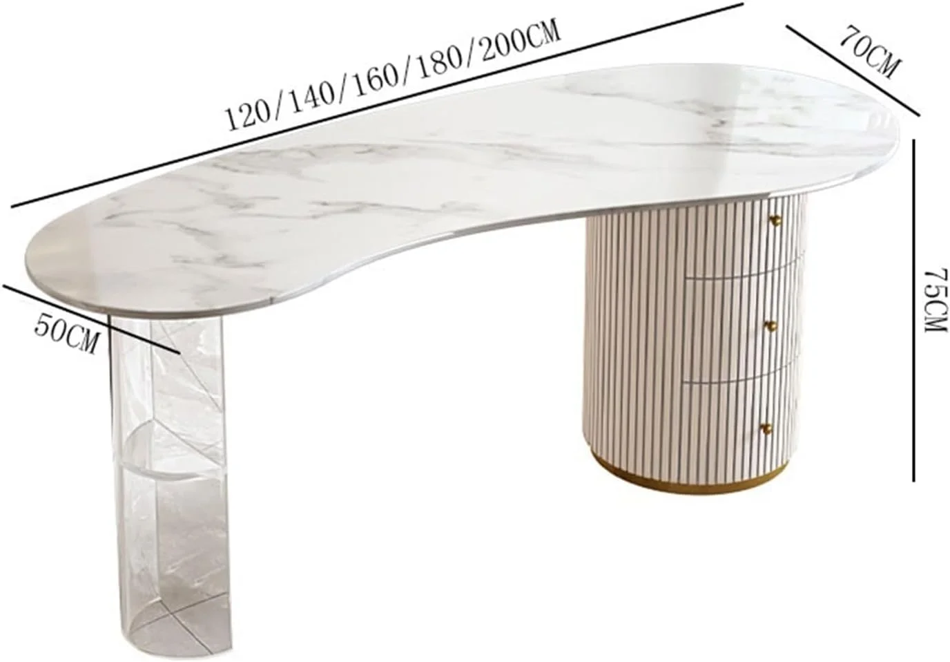 میز کامپیوتر، میز کار لوکس و سبک وزن اکریلیک با صفحه سنگی و میز معلق برای سالن های زیبایی (160 * 70 * 75 سانتی متر) میز کامپیوتر، میز کار لوکس و سبک وزن اکریلیک با صفحه سنگی و میز معلق برای سالن های زیبایی (160 * 70 * 75 سانتی متر)