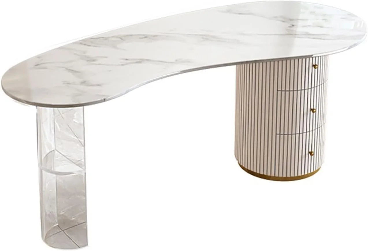 میز کامپیوتر، میز کار شیک و سبک وزن اکریلیک با صفحه سنگی و میز آویزان برای سالن های زیبایی (160 * 70 * 75 سانتی متر) میز کامپیوتر، میز کار شیک و سبک وزن اکریلیک با صفحه سنگی و میز آویزان برای سالن های زیبایی (160 * 70 * 75 سانتی متر)