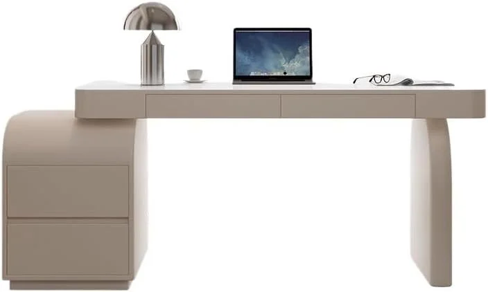 میز کامپیوتر چوبی محکم با رنگ سفید شیری، میز تحریر مدرن با دو کشو و کمد قابل تنظیم (XL) میز کامپیوتر چوبی محکم با رنگ سفید شیری، میز تحریر مدرن با دو کشو و کمد قابل تنظیم (XL)