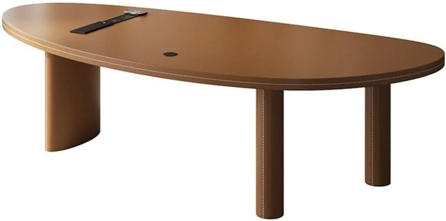 میز کامپیوتر، میز کار مدرن با روکش چرم قهوه ای، سطح میز طرح انبه، دارای ۳ پایه و پورت های شارژ چند منظوره (S) میز کامپیوتر، میز کار مدرن با روکش چرم قهوه ای، سطح میز طرح انبه، دارای ۳ پایه و پورت های شارژ چند منظوره (S)