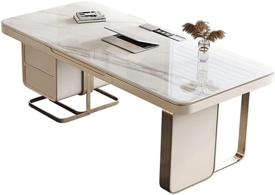 میز کامپیوتر شخصی با فضای ذخیره سازی، میز کار مدرن خانگی با رویه سنگ اسلب و ایستگاه شارژ (M) میز کامپیوتر شخصی با فضای ذخیره سازی، میز کار مدرن خانگی با رویه سنگ اسلب و ایستگاه شارژ (M)