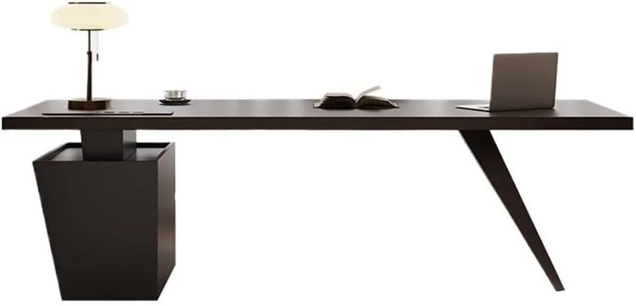 میز کامپیوتر مدرن و ساده با دو کشو، میز تحریر بادوام با پورت های برق و پورت های USB (L)