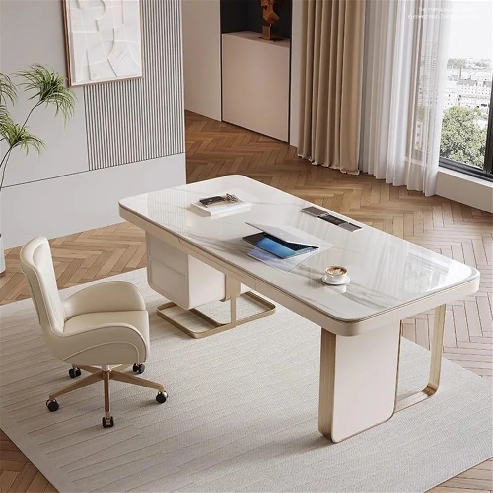 میز کامپیوتر شخصی با فضای ذخیره سازی، میز کار مدرن خانگی با رویه سنگ اسلب و ایستگاه شارژ (M) میز کامپیوتر شخصی با فضای ذخیره سازی، میز کار مدرن خانگی با رویه سنگ اسلب و ایستگاه شارژ (M)
