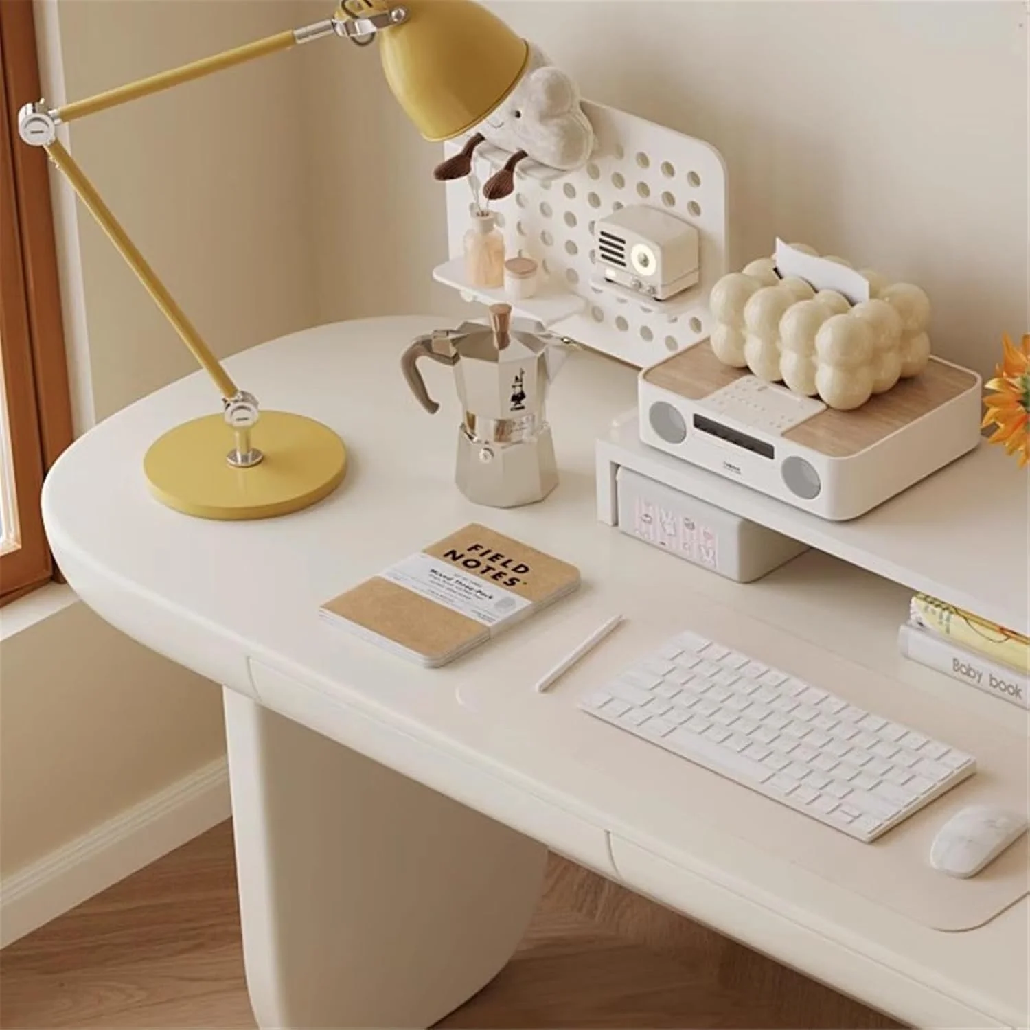 میز کامپیوتر، میز مطالعه چوبی مدرن، میز لپ تاپ سفید با دو کشو و یک کابینت ذخیره سازی برای دفتر کار خانگی (L) میز کامپیوتر، میز مطالعه چوبی مدرن، میز لپ تاپ سفید با دو کشو و یک کابینت ذخیره سازی برای دفتر کار خانگی (L)