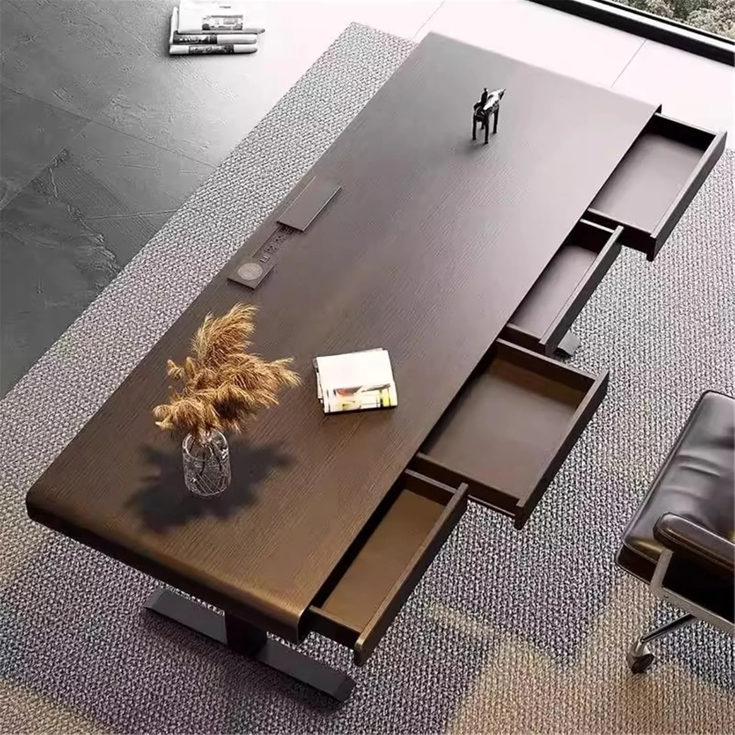 میز کامپیوتر، میز تحریر قابل تنظیم ارتفاع با ایستگاه کاری و شارژر، سطح چوبی برای نشستن و ایستادن (S) میز کامپیوتر، میز تحریر قابل تنظیم ارتفاع با ایستگاه کاری و شارژر، سطح چوبی برای نشستن و ایستادن (S)