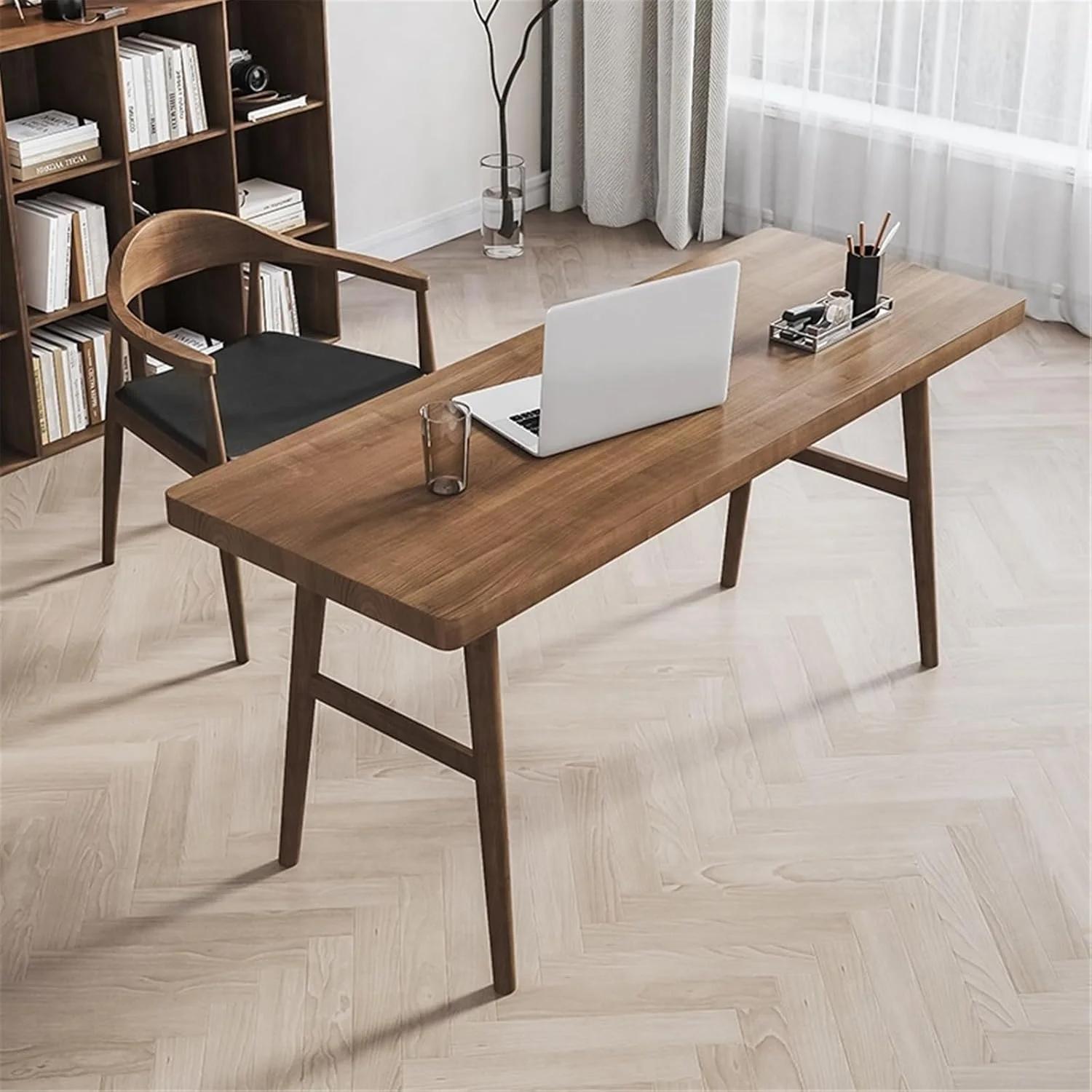 میز کامپیوتر، میز تحریر چوبی ساده برای دفتر کار خانگی، میز کار بادوام و مدرن برای لپتاپ، رنگ گردویی (XL) میز کامپیوتر، میز تحریر چوبی ساده برای دفتر کار خانگی، میز کار بادوام و مدرن برای لپتاپ، رنگ گردویی (XL)