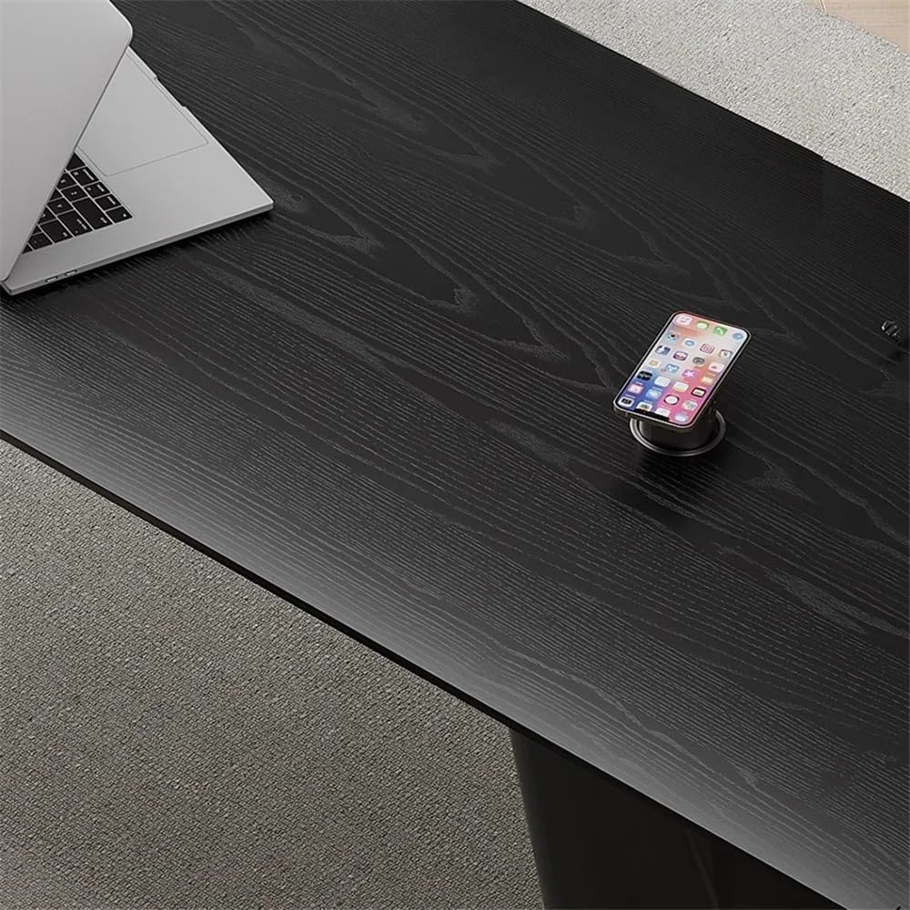 میز کامپیوتر، میز مطالعه چوبی محکم برای لپ تاپ، میز تحریر مشکی مدرن با پریز بالابر برای دفتر کار خانگی (M) میز کامپیوتر، میز مطالعه چوبی محکم برای لپ تاپ، میز تحریر مشکی مدرن با پریز بالابر برای دفتر کار خانگی (M)