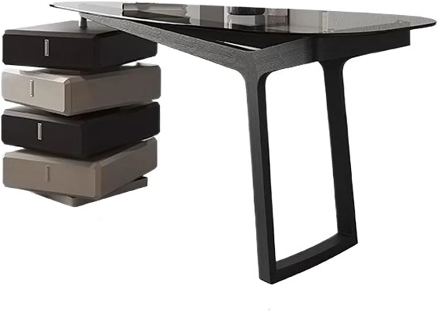 میز کامپیوتر، میز تحریر مدرن با فضای ذخیره سازی، میز آرایش شیشه ای و میز تحریر دودی با کشو چرخان (L) میز کامپیوتر، میز تحریر مدرن با فضای ذخیره سازی، میز آرایش شیشه ای و میز تحریر دودی با کشو چرخان (L)