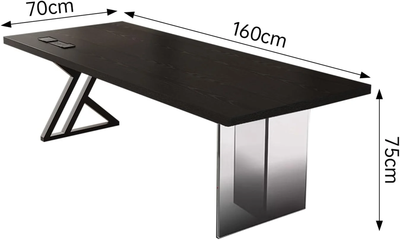 میز کامپیوتر، میز کار مستطیلی مدرن چوبی مشکی، میز تحریر و مطالعه بزرگ لپ تاپ با پورت شارژ (L) میز کامپیوتر، میز کار مستطیلی مدرن چوبی مشکی، میز تحریر و مطالعه بزرگ لپ تاپ با پورت شارژ (L)