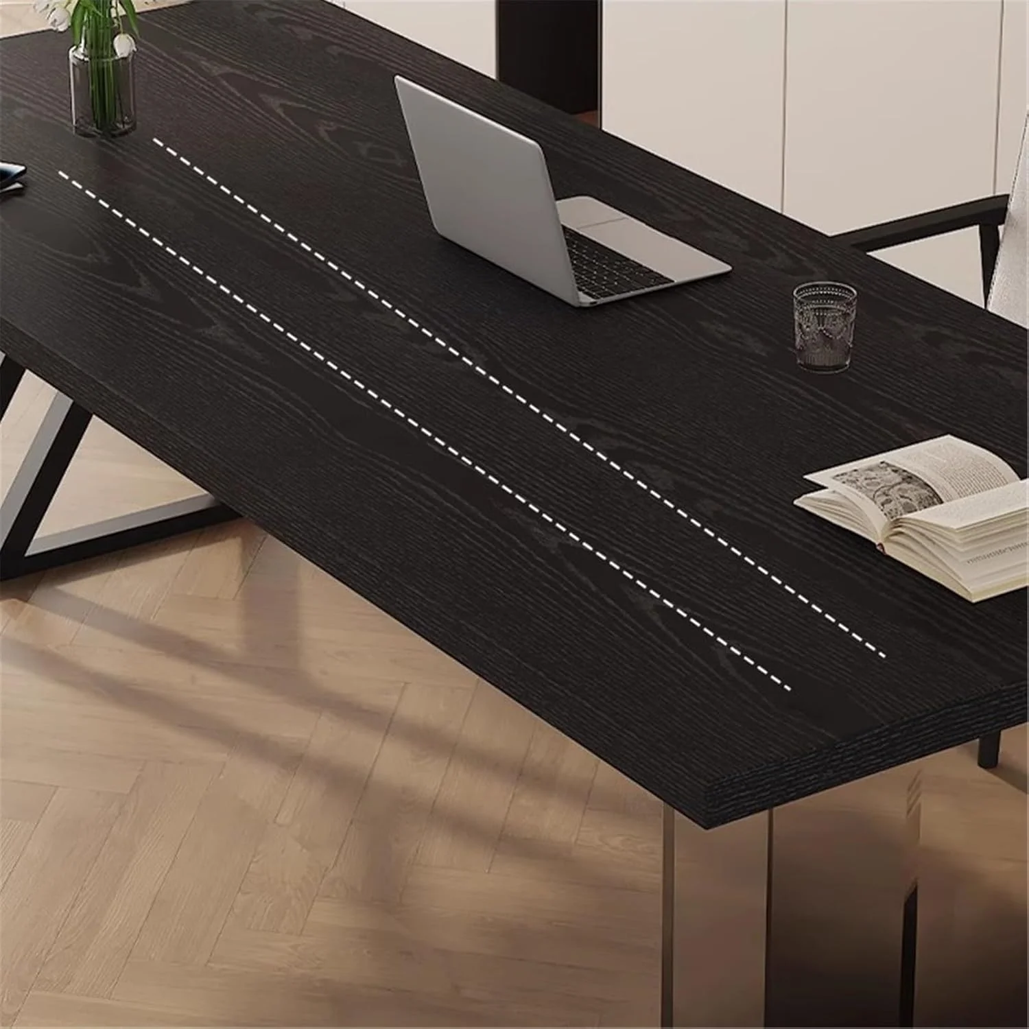 میز کامپیوتر، میز کار مستطیلی مدرن چوبی مشکی، میز تحریر و مطالعه بزرگ لپ تاپ با پورت شارژ (L) میز کامپیوتر، میز کار مستطیلی مدرن چوبی مشکی، میز تحریر و مطالعه بزرگ لپ تاپ با پورت شارژ (L)