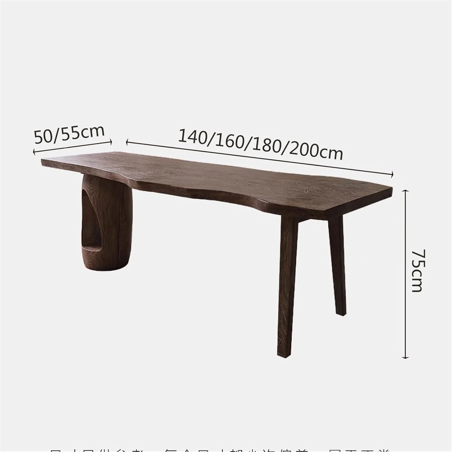 میز کامپیوتر، میز کار مستطیلی از چوب درخت زبان گنجشک، میز ناهارخوری پهن چوب جامد تیره، میز کنفرانس (XL)