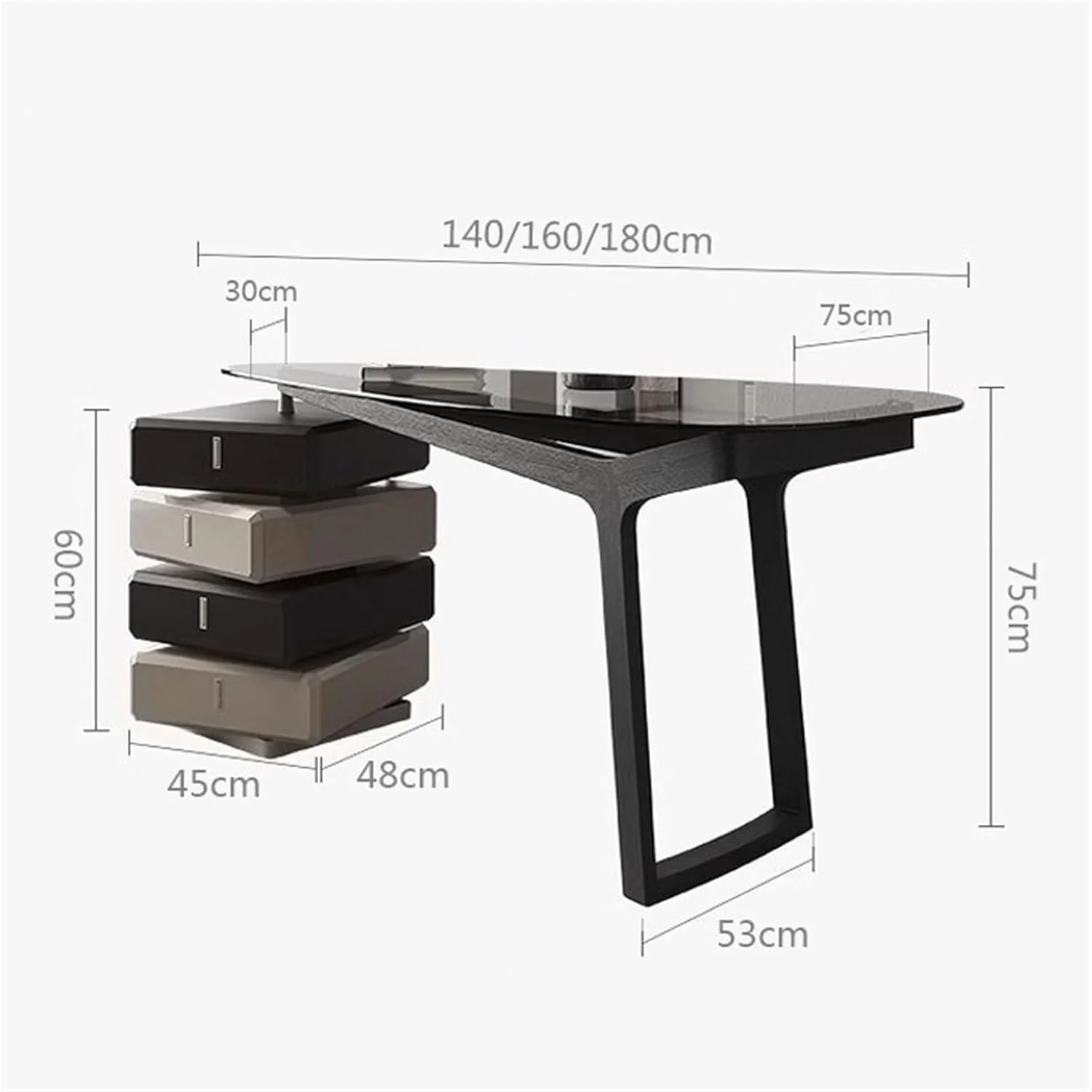 میز کامپیوتر، میز تحریر مدرن با فضای ذخیره سازی، میز آرایش شیشه ای و میز تحریر دودی با کشو چرخان (L) میز کامپیوتر، میز تحریر مدرن با فضای ذخیره سازی، میز آرایش شیشه ای و میز تحریر دودی با کشو چرخان (L)