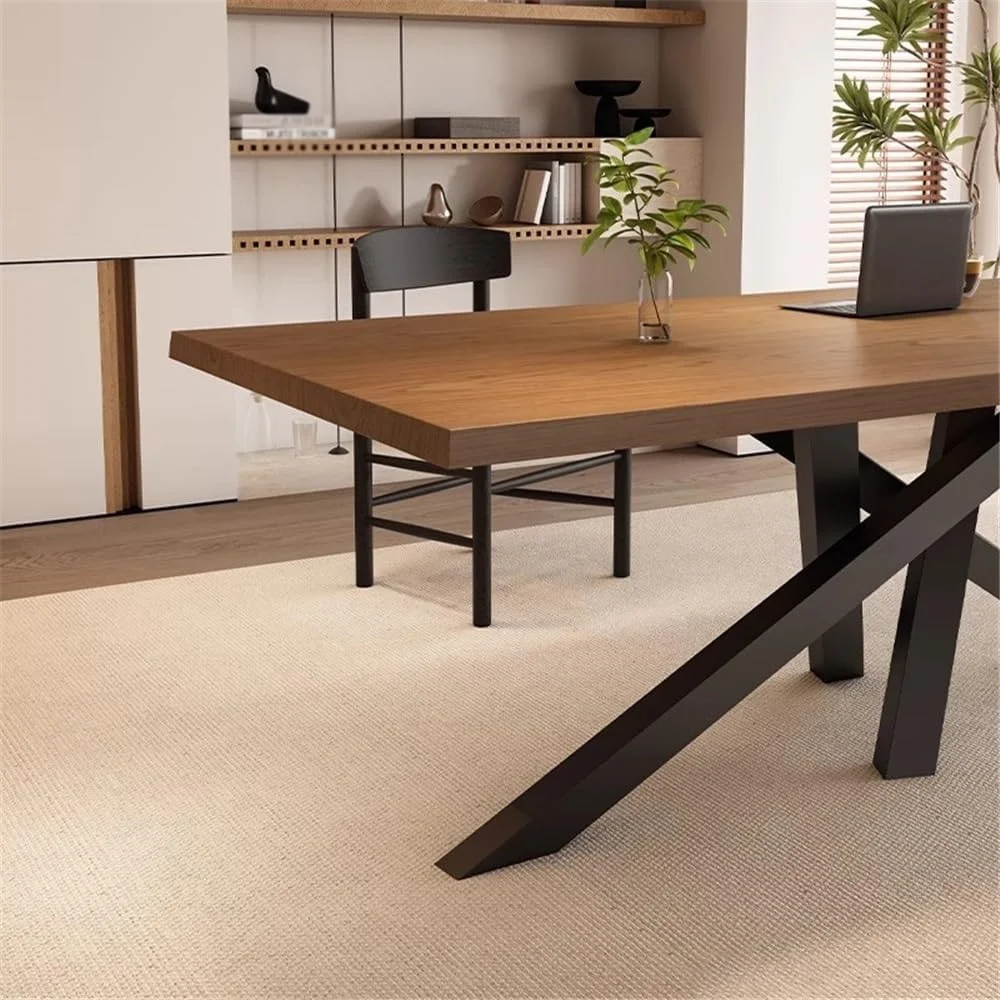 میز کامپیوتر، میز کار مدرن با پایه های فلزی خلاقانه و سطح بزرگ برای لپ تاپ (مشکی, M)