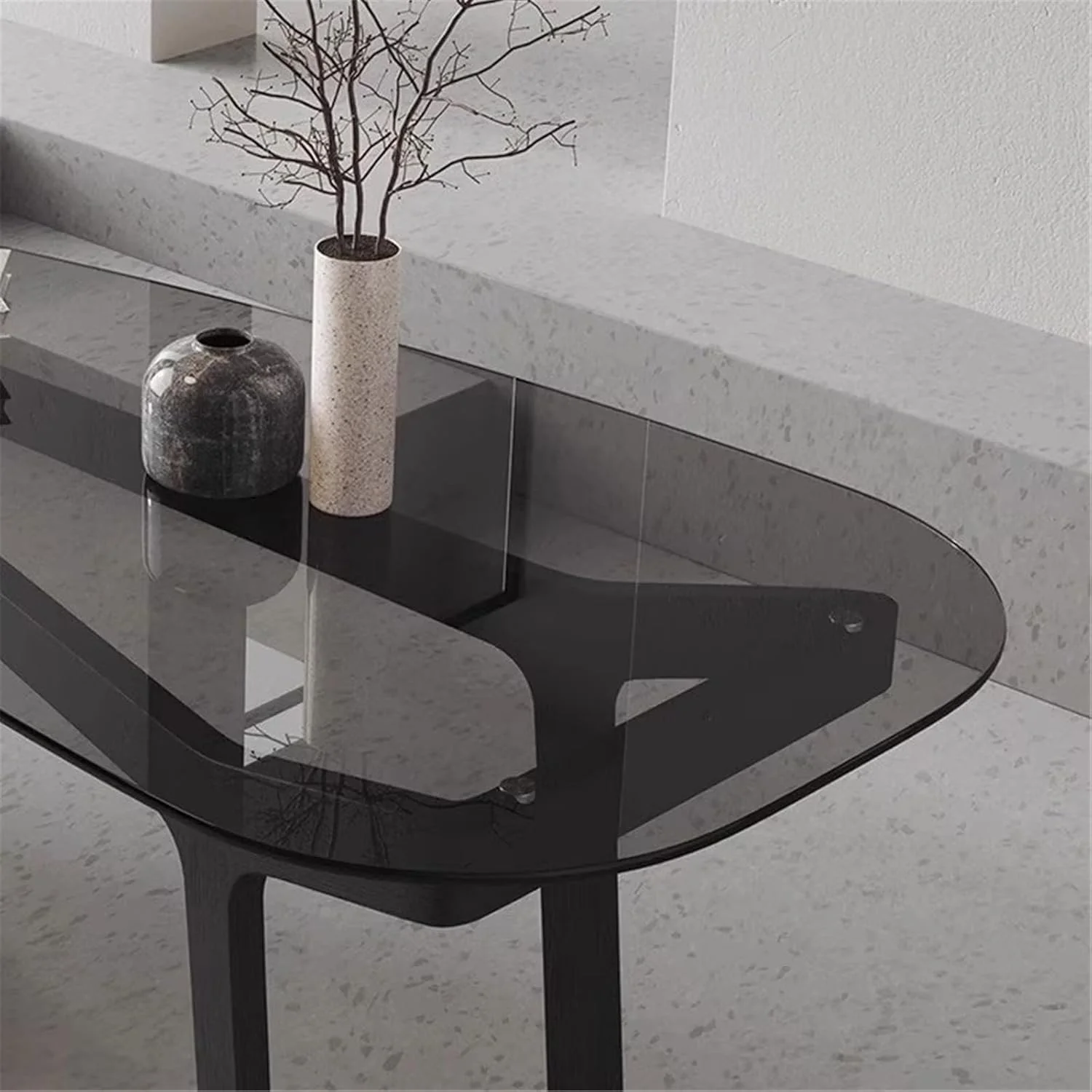 میز کامپیوتر، میز تحریر مدرن با فضای ذخیره سازی، میز آرایش شیشه ای و میز تحریر دودی با کشو چرخان (L) میز کامپیوتر، میز تحریر مدرن با فضای ذخیره سازی، میز آرایش شیشه ای و میز تحریر دودی با کشو چرخان (L)