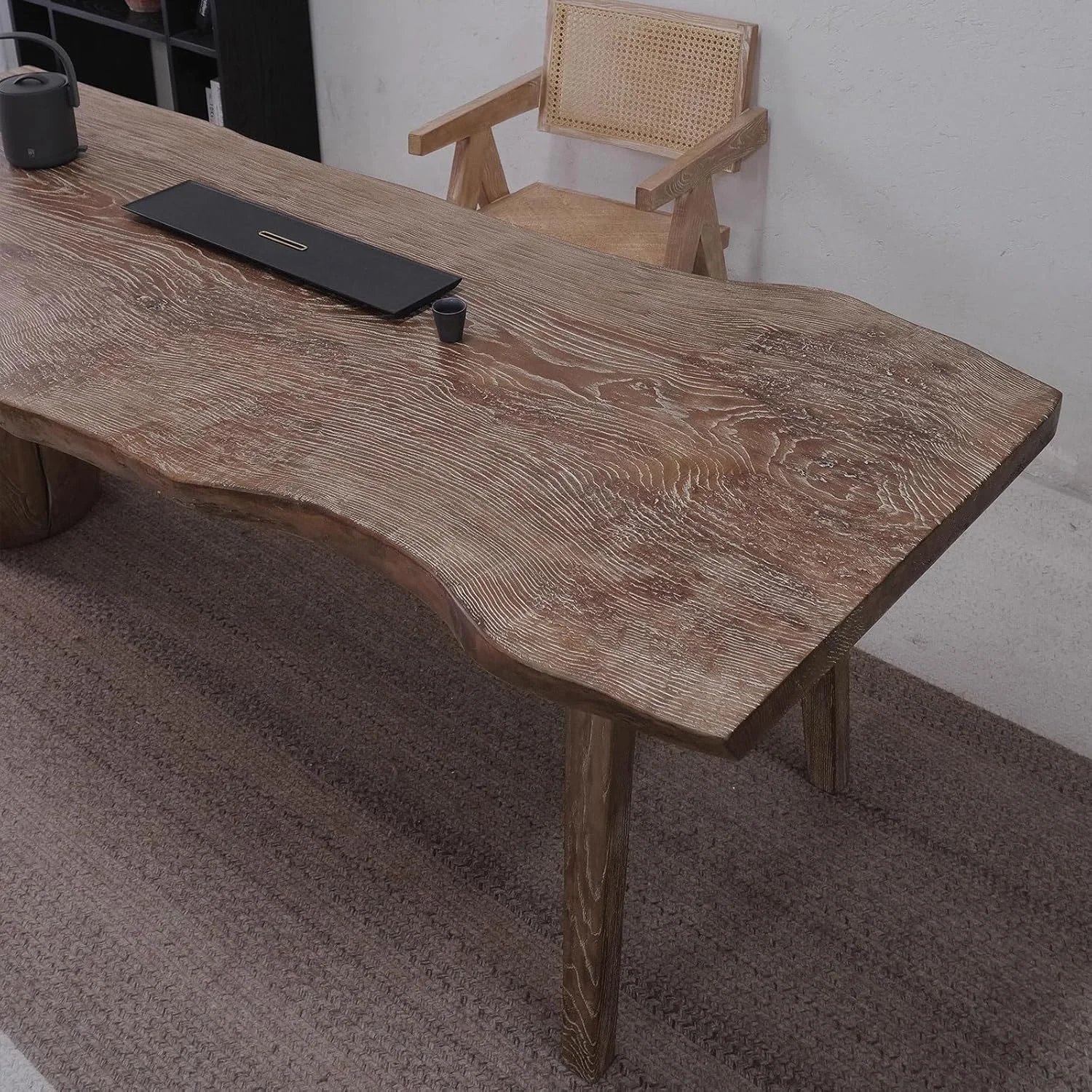 میز کامپیوتر، میز کار مستطیلی از چوب درخت زبان گنجشک، میز ناهارخوری پهن چوب جامد تیره، میز کنفرانس (XL)