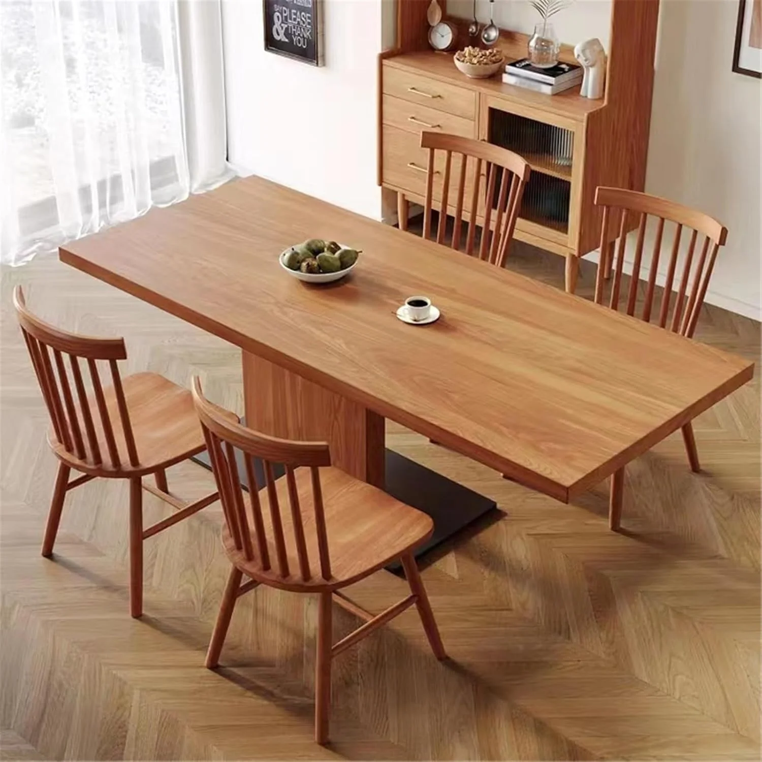 میز کامپیوتر، میز ناهارخوری مستطیلی مدرن ساخته شده از چوب جامد، میز مطالعه و نوشتن، و ایستگاه کاری لپ تاپ چوب کاج با پایه ثابت (S)