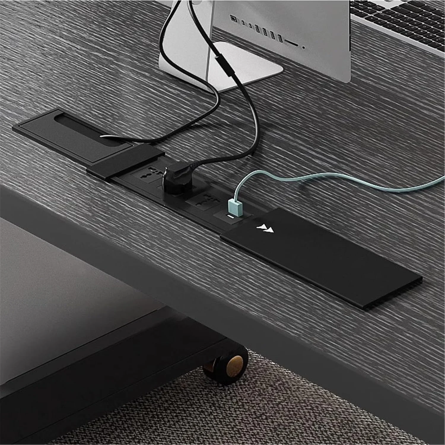 میز کامپیوتر، میز کار مدرن برای کامپیوتر شخصی با کشو، میز تحریر با روکش چوب بلوط مشکی مناسب برای دفتر کار خانگی