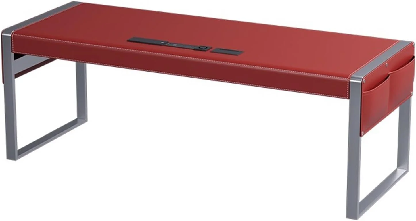 میز کامپیوتر، میز کار خانگی مدرن و ساده با رویه چرمی قرمز، قاب فلزی محکم و پورت شارژ (L) میز کامپیوتر، میز کار خانگی مدرن و ساده با رویه چرمی قرمز، قاب فلزی محکم و پورت شارژ (L)