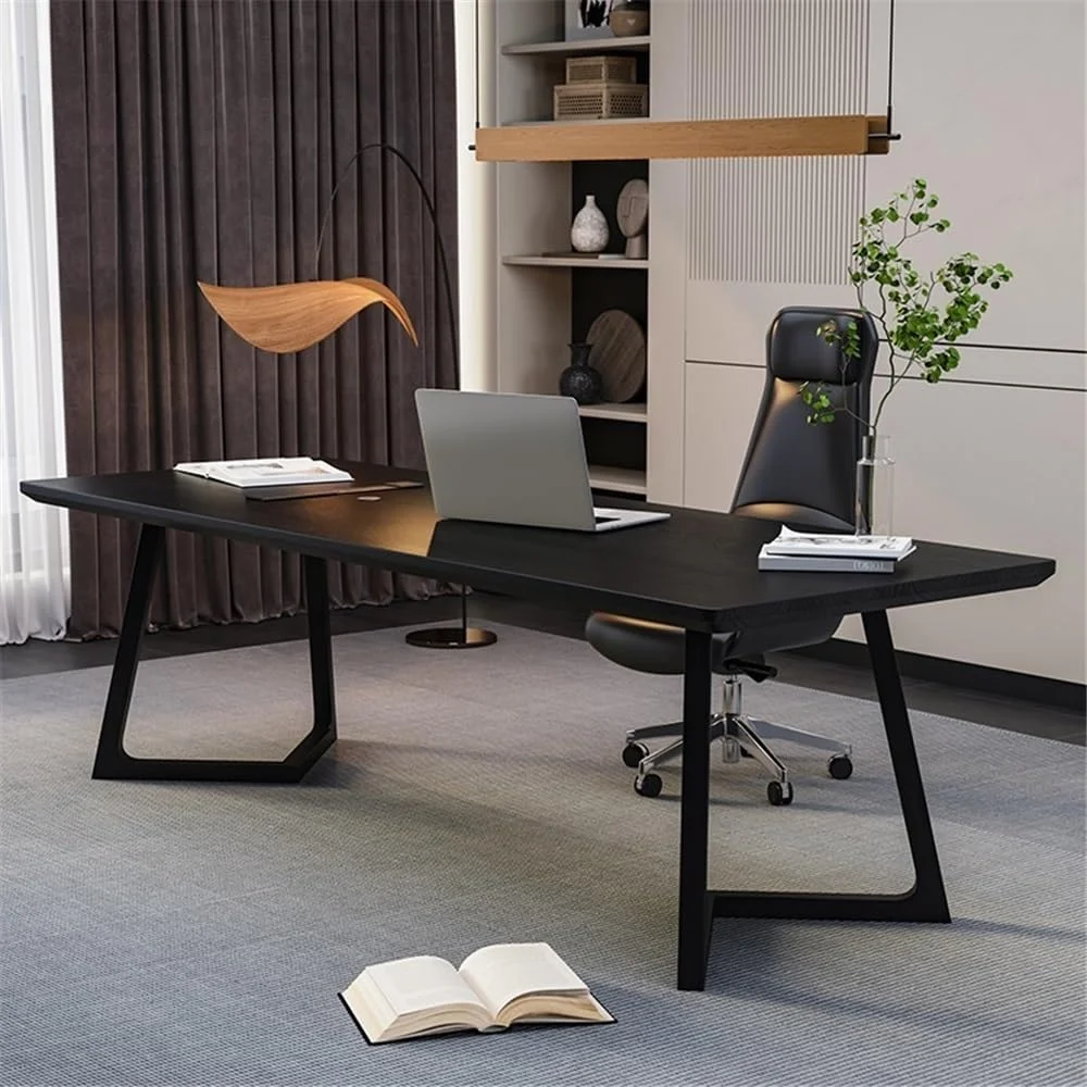 میز کامپیوتر، میز تحریر چوبی مدرن و ساده با عرض 80 سانتی متر و پورت شارژ، رنگ مشکی (S)