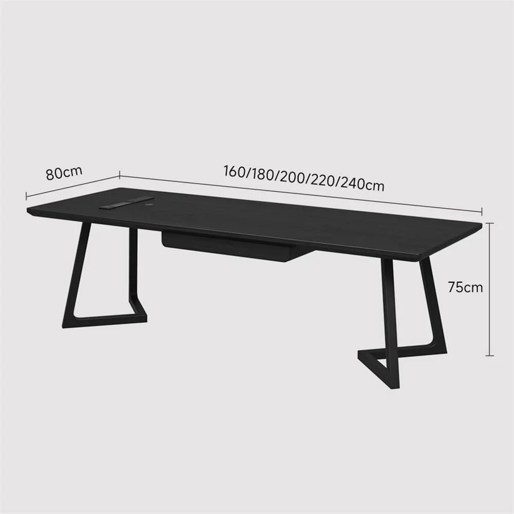 میز کامپیوتر، میز تحریر چوبی مدرن و ساده با عرض 80 سانتی متر و پورت شارژ، رنگ مشکی (S)