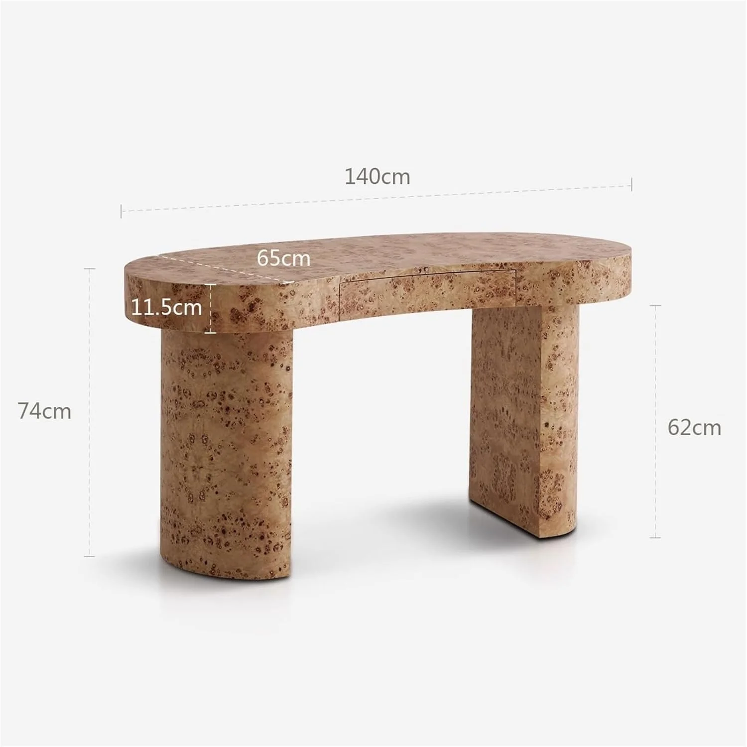 میز کامپیوتر، میز تحریر مدرن و ساده با سطح منحنی، میز تحریر خانگی چوبی 63 اینچی با کشوی مخفی