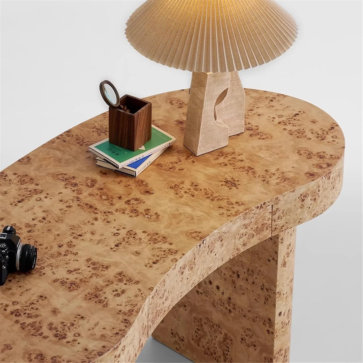 میز کامپیوتر، میز تحریر مدرن و ساده با سطح منحنی، میز تحریر خانگی چوبی 63 اینچی با کشوی مخفی