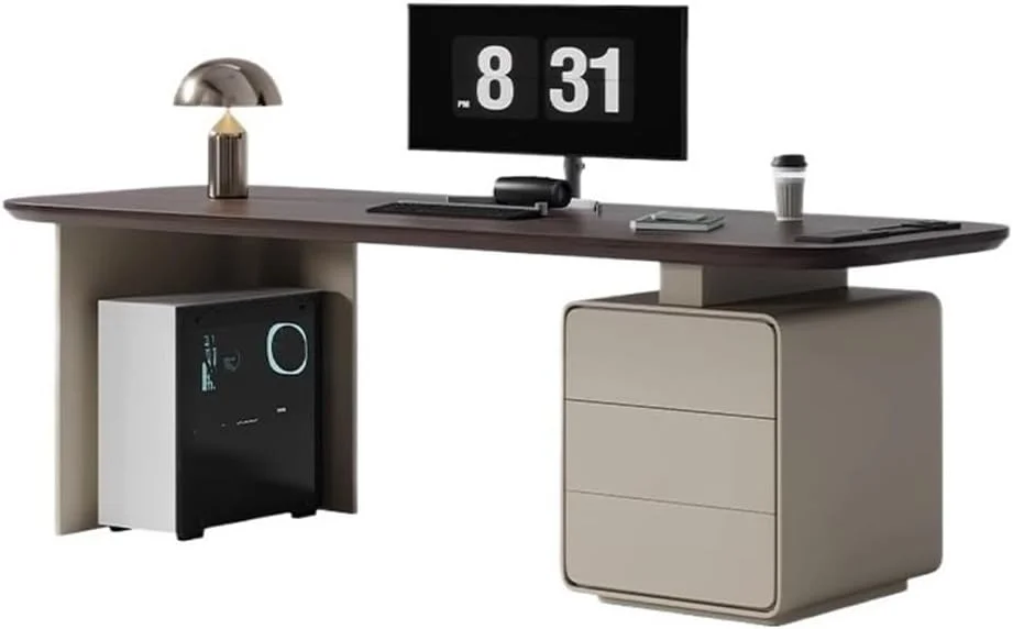 میز کامپیوتر، میز تحریر و میز لپتاپ با کشو و پورت شارژ، رنگ قهوهای گردویی، ایستگاه کار و ذخیره فایل برای دفتر کار خانگی (L) میز کامپیوتر، میز تحریر و میز لپتاپ با کشو و پورت شارژ، رنگ قهوهای گردویی، ایستگاه کار و ذخیره فایل برای دفتر کار خانگی (L)