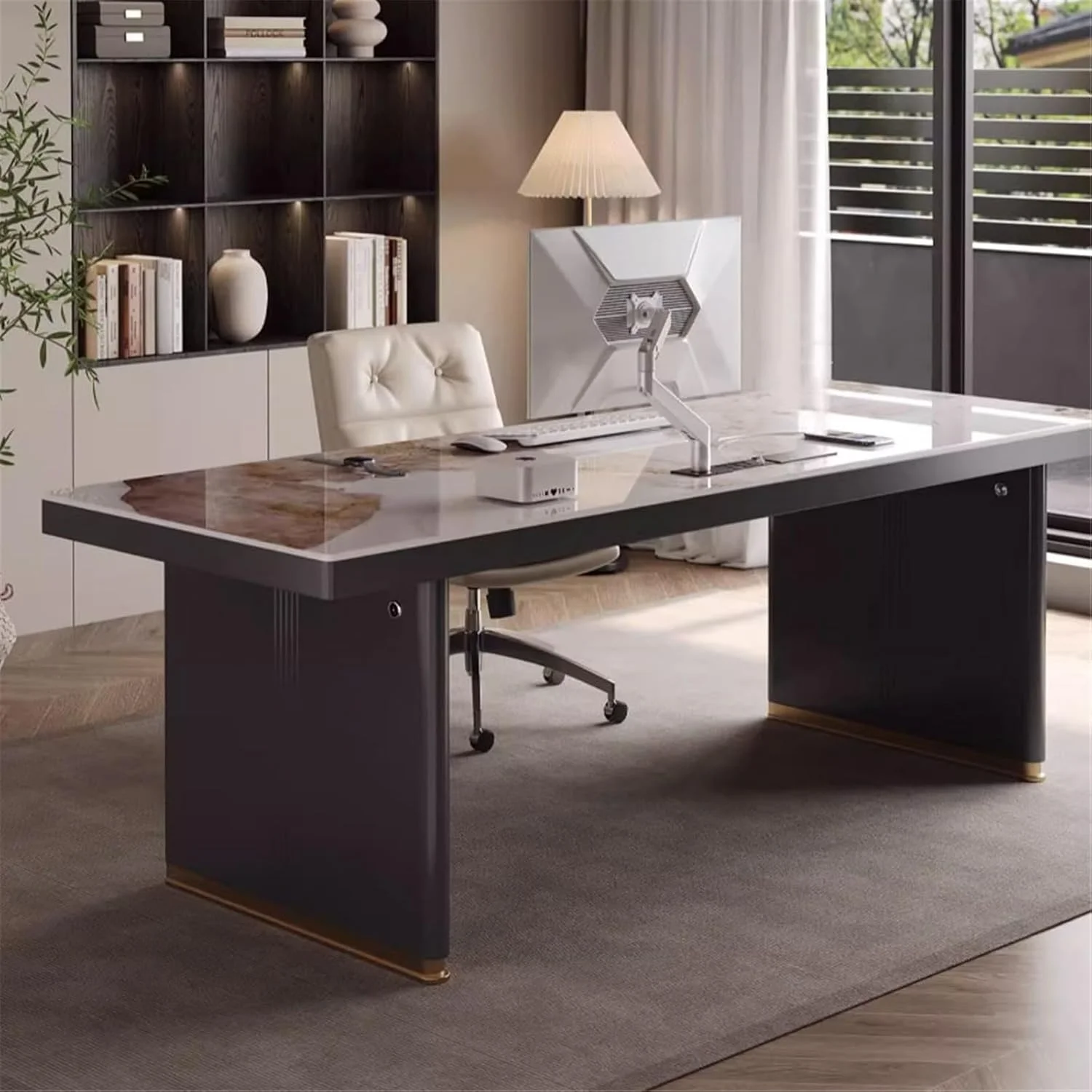 میز کامپیوتر، میز کار خانگی مدرن و ساده با رویه سنگ اسلب، میز مطالعه بزرگ برای نوشتن و ایستگاه کار کامپیوتر (M) میز کامپیوتر، میز کار خانگی مدرن و ساده با رویه سنگ اسلب، میز مطالعه بزرگ برای نوشتن و ایستگاه کار کامپیوتر (M)