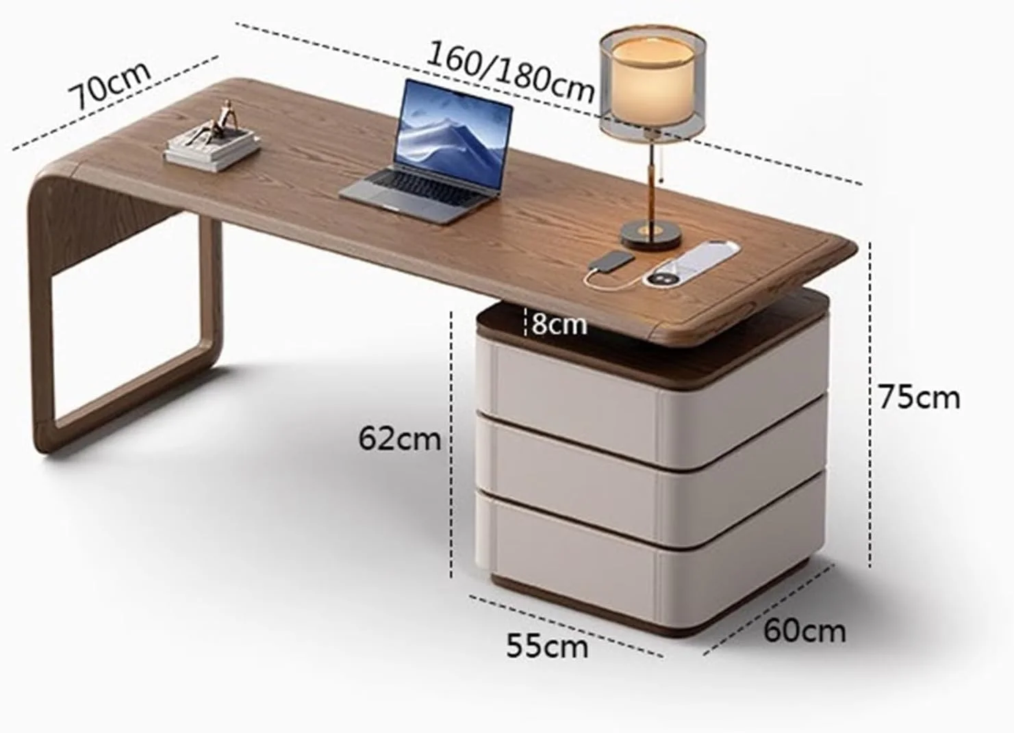 میز کامپیوتر، میز خانگی با پورت های ذخیره سازی و شارژ، ایستگاه کاری مدرن برای نوشتن، رنگ گردویی (مشکی، L) میز کامپیوتر، میز خانگی با پورت های ذخیره سازی و شارژ، ایستگاه کاری مدرن برای نوشتن، رنگ گردویی (مشکی، L)