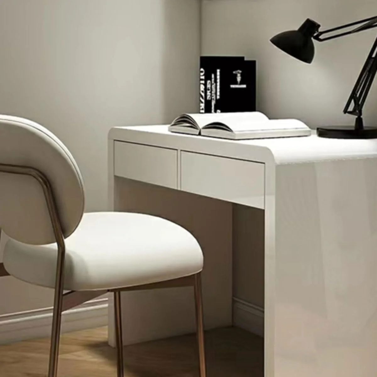 میز کامپیوتر، میز آرایش خانگی برای اتاق خواب، سفید مدرن و ساده با کامپیوتر دارای دو کشو (90X50X75CM) میز کامپیوتر، میز آرایش خانگی برای اتاق خواب، سفید مدرن و ساده با کامپیوتر دارای دو کشو (90X50X75CM)