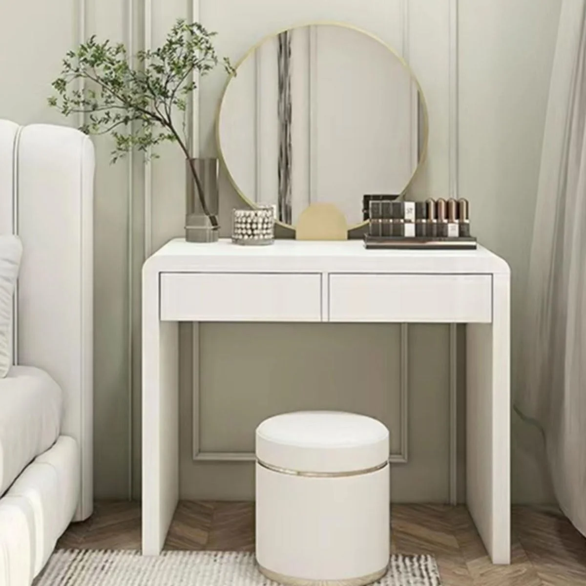 میز کامپیوتر، میز آرایش خانگی برای اتاق خواب، سفید مدرن و ساده با کامپیوتر دارای دو کشو (90X50X75CM) میز کامپیوتر، میز آرایش خانگی برای اتاق خواب، سفید مدرن و ساده با کامپیوتر دارای دو کشو (90X50X75CM)