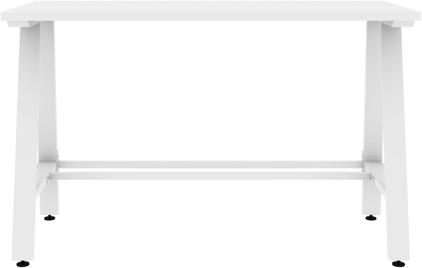 میز کامپیوتر مستحکم، میز تحریر بزرگ و مدرن برای دفتر کار خانگی با پایه های بسیار قوی (صفحه سفید و پایه های سفید) میز کامپیوتر مستحکم، میز تحریر بزرگ و مدرن برای دفتر کار خانگی با پایه های بسیار قوی (صفحه سفید و پایه های سفید)