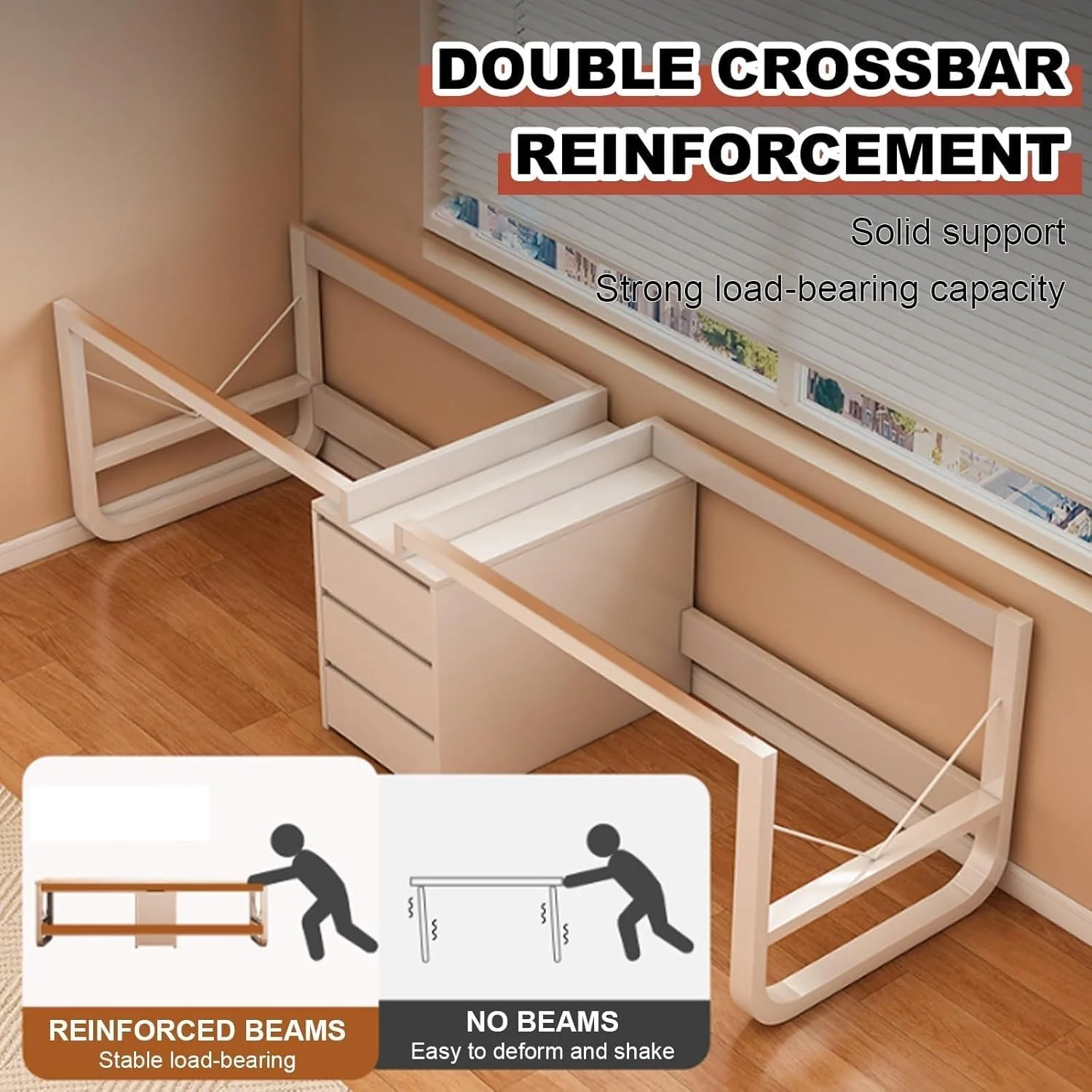 میز کامپیوتر 200 سانتی متری با کشو، میز مطالعه دو نفره با قفسه و فضای ذخیره سازی، برای اتاق خواب، چوبی (سفید) میز کامپیوتر 200 سانتی متری با کشو، میز مطالعه دو نفره با قفسه و فضای ذخیره سازی، برای اتاق خواب، چوبی (سفید)