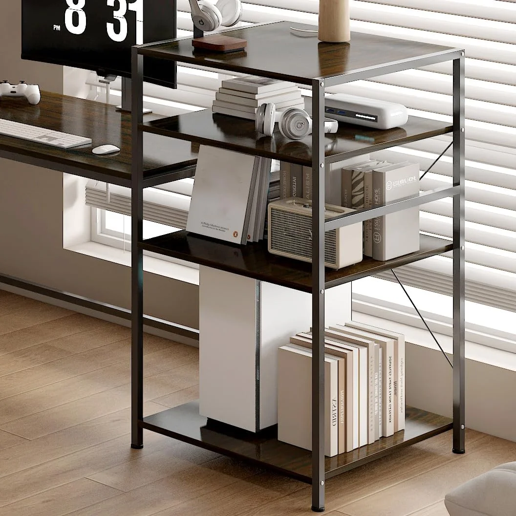 میز کامپیوتر، میز مطالعه ال شکل با قفسه کتاب برگشت پذیر برای کودکان و بزرگسالان، میز کار بزرگ اداری خانگی، میز بزرگ بازی برای 2 نفر (مشکی) میز کامپیوتر، میز مطالعه ال شکل با قفسه کتاب برگشت پذیر برای کودکان و بزرگسالان، میز کار بزرگ اداری خانگی، میز بزرگ بازی برای 2 نفر (مشکی)