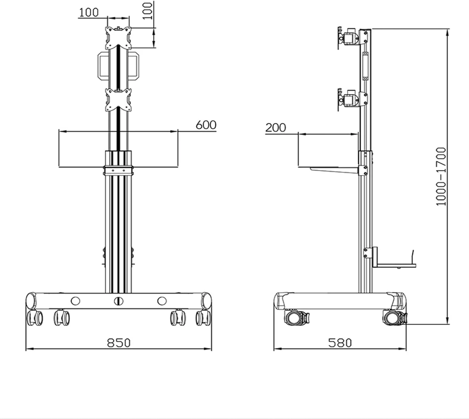 میز کامپیوتر چرخ دار، میز کار متحرک با پایه مانیتور، سینی کیبورد کامل، نگهدارنده CPU قابل تنظیم شناور، میز کامپیوتر ایستاده میز کامپیوتر چرخ دار، میز کار متحرک با پایه مانیتور، سینی کیبورد کامل، نگهدارنده CPU قابل تنظیم شناور، میز کامپیوتر ایستاده