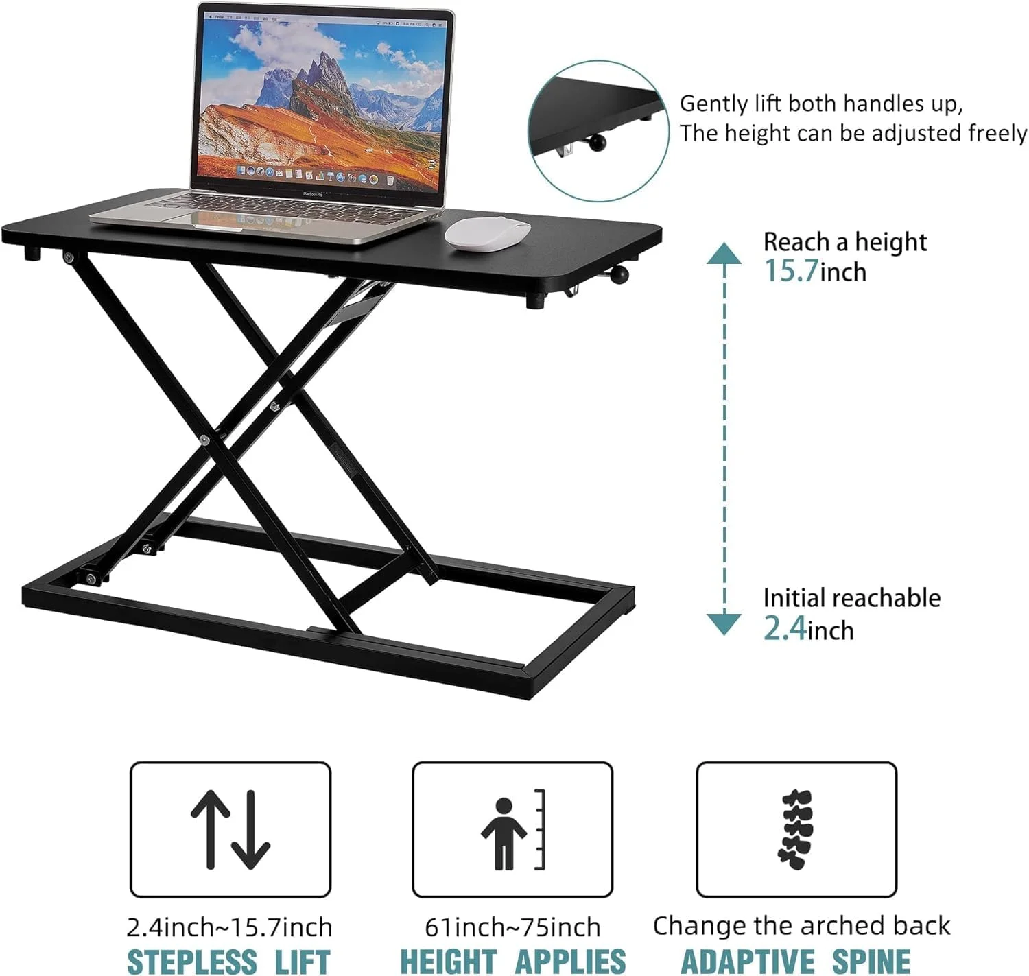 میز ایستاده، مبدل میز با قابلیت تنظیم ارتفاع، بالابر ارگونومیک برای نشستن و ایستادن، بالابر میز ایستاده روی میز، ایستگاه کاری کامپیوتر با بالابر مانیتور تکی برای میز اداری منزل - مشکی میز ایستاده، مبدل میز با قابلیت تنظیم ارتفاع، بالابر ارگونومیک برای نشستن و ایستادن، بالابر میز ایستاده روی میز، ایستگاه کاری کامپیوتر با بالابر مانیتور تکی برای میز اداری منزل - مشکی